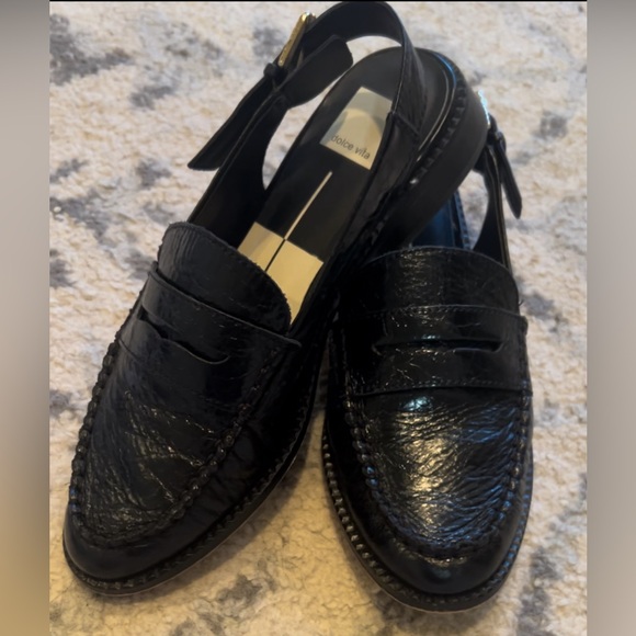 Dolce Vita Black Leather Loafers with Buckle Detail - Picture 3 of 3